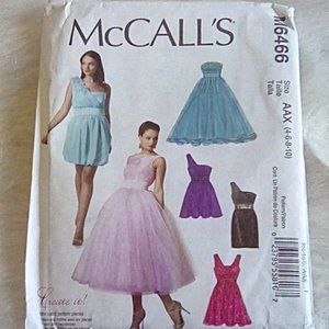 McCall's M6466 Lined Dresses Boned Bodice 4-10